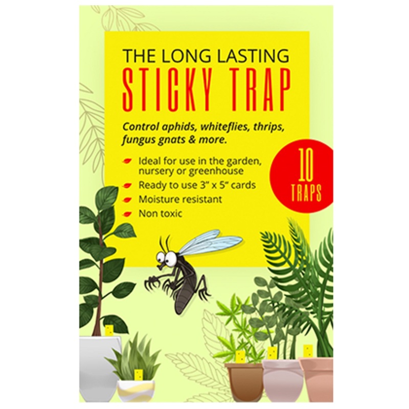 Nema Globe EFI Long Lasting Sticky Traps for Garden, Nursery or Greenhouses, Controls Aphids, Whiteflies, Thrips, Fungus Gnats and More, 3″ x 5″ Sticky Yellow Cards (10 Traps Per Package)