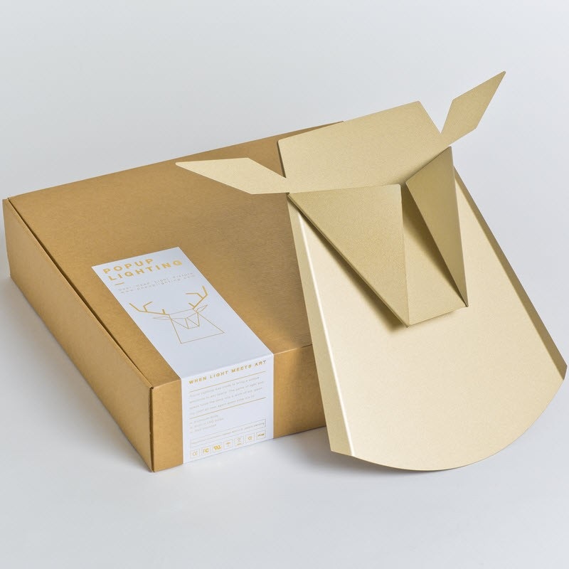 Popup Lighting Deer Head (Gold – Aluminium steel, Hardwire – Can be wired to electricity point in the room) – Second Chance