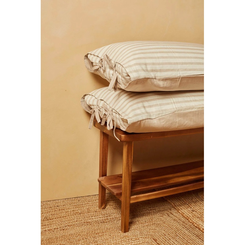 Set de 2 fundas de almohada de lino y algodn a rayas multicolor Ines