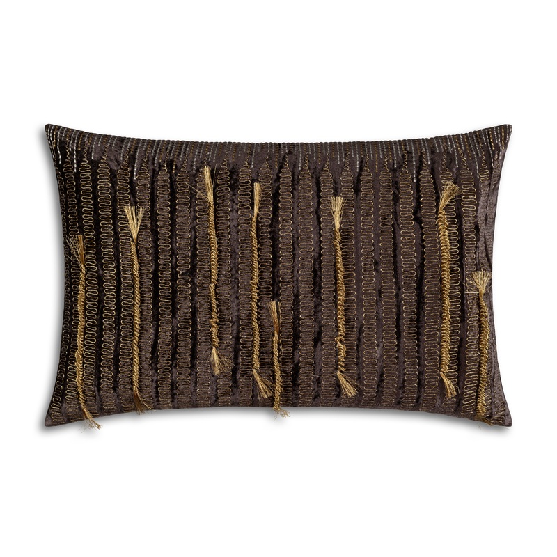 Verona Black Embroidered Lumbar Pillow
