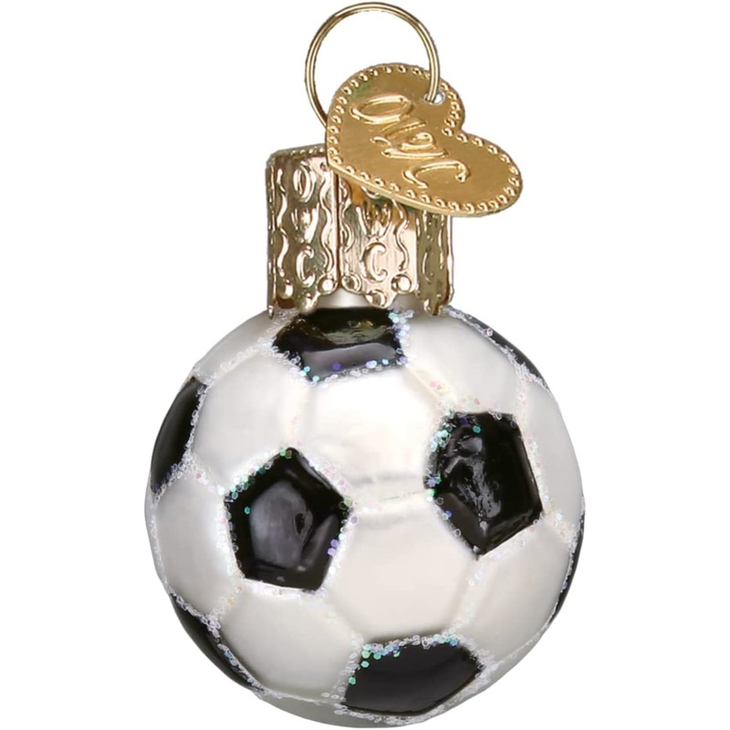 Old World Christmas Blown Glass Mini Ornament for Christmas Tree, Soccer Ball