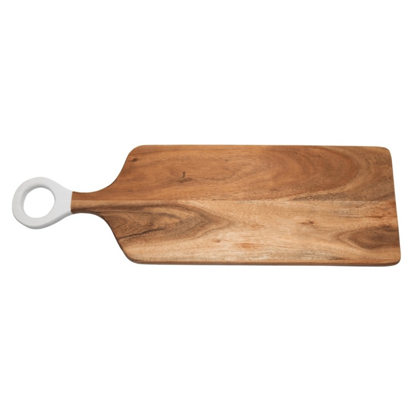 Acacia Wood Rectangular Cutting Board with White Handle