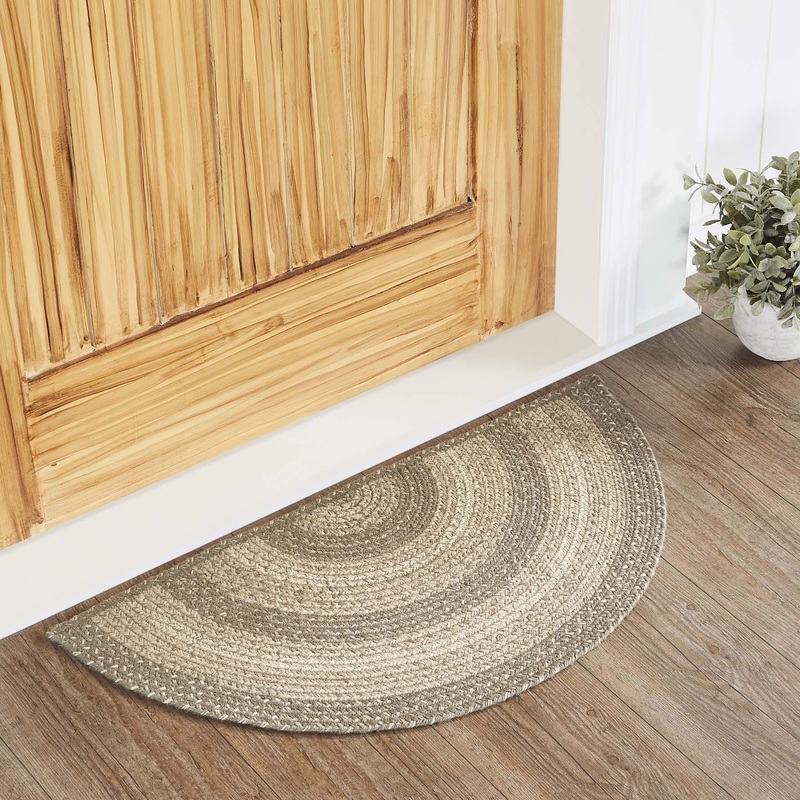Cobblestone Jute Rug Half Circle w/ Pad 16.5×33
