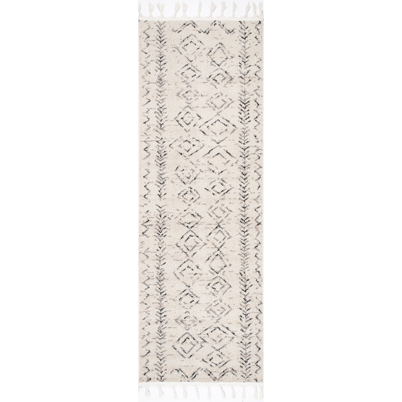 Moroccan Diamonds Tassel Rug | Ivory