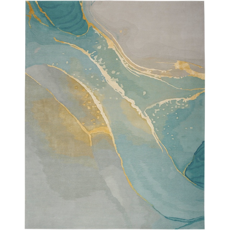 Nourison Prismatic 7’9″ x 9’9″ Grey/Seafoam Modern Indoor Rug