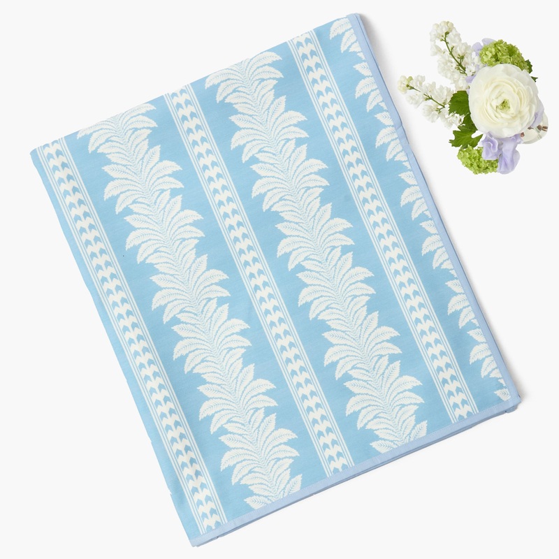 Blue Fern Stripe Tablecloth