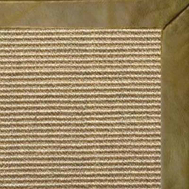 Bone Sisal Rug with Sage Leather Border