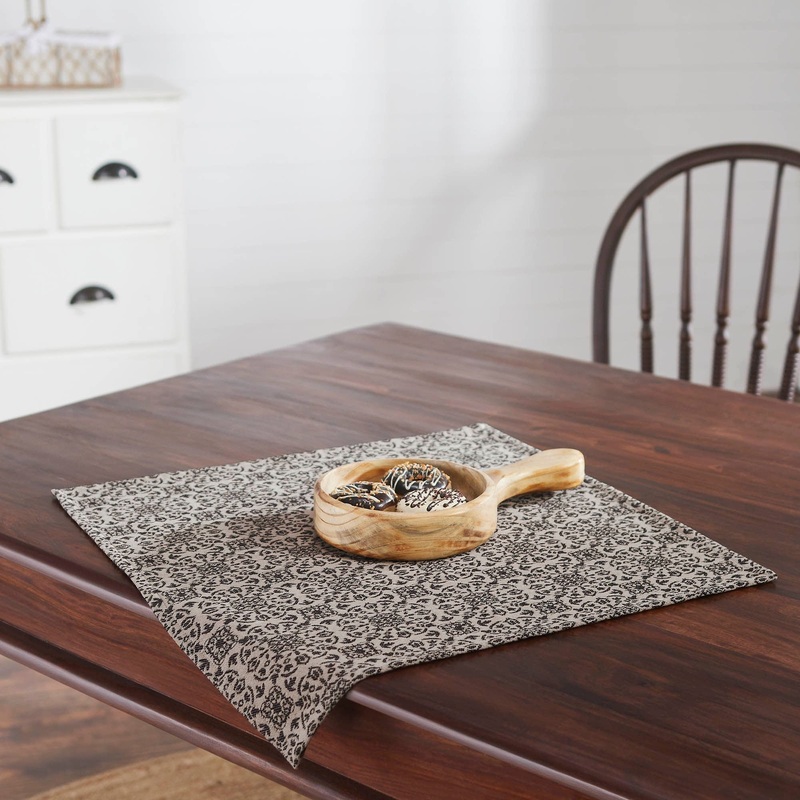 Custom House Black Tan Jacquard Table Topper 20×20