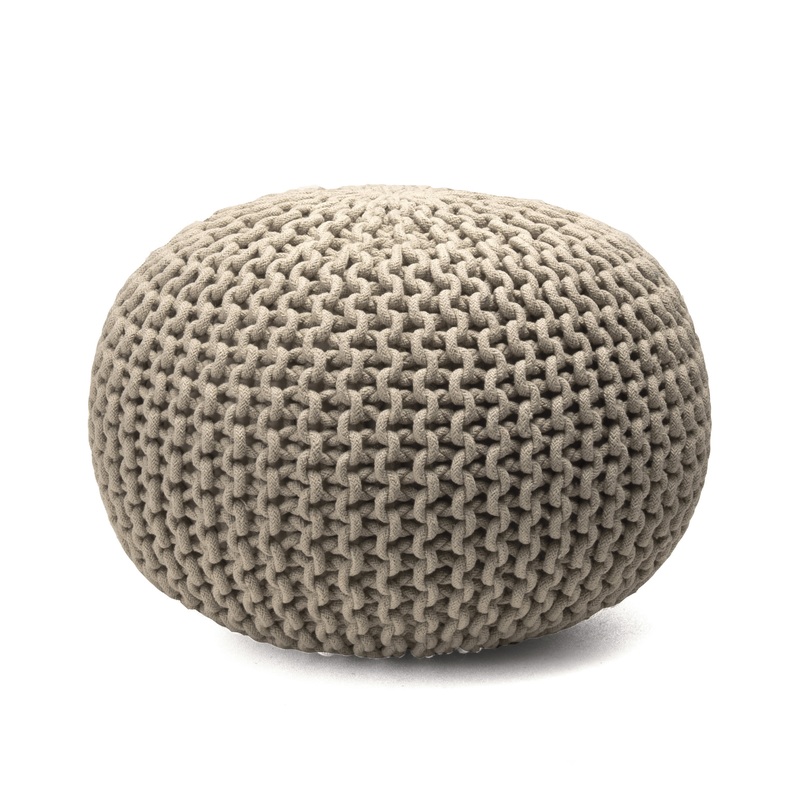 Knitted Cotton Pouf | Beige