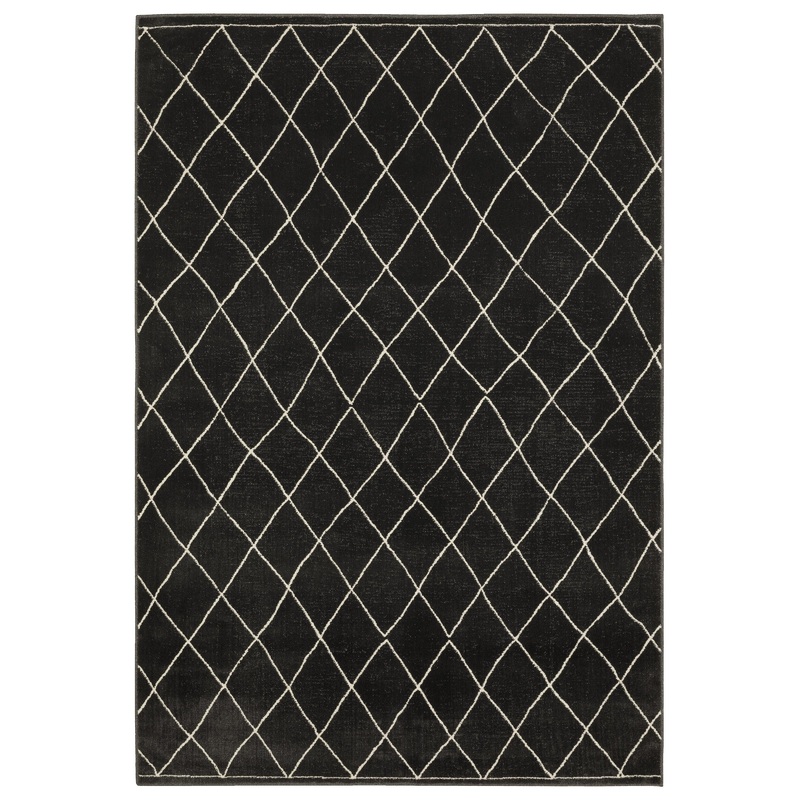 Raylan Black Ivory Transitional Lattice Indoor Rug
