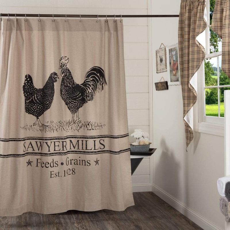 Sawyer Mill Charcoal Poultry Shower Curtain 72×72