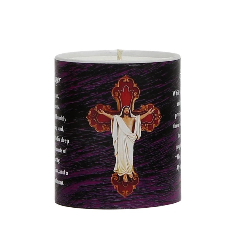 SUBLIMART: Prayer Candle – Porcelain Soy Wax Candle – The Easter Crucifix Prayer