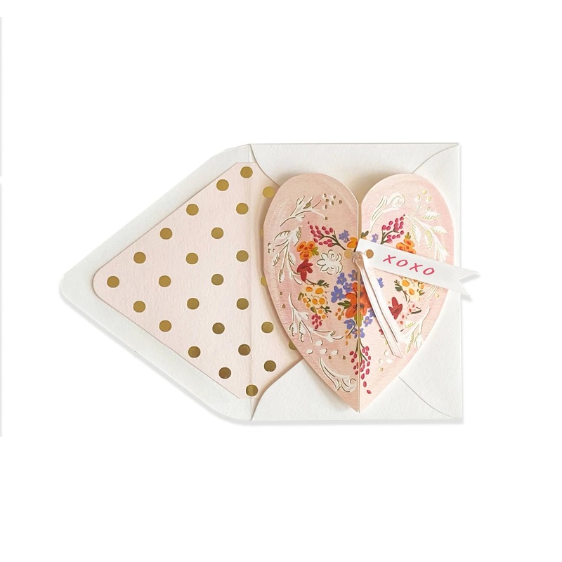 XOXO Pink Heart Love Greeting Card