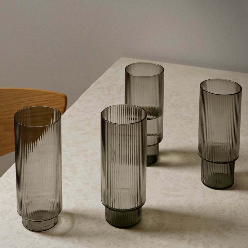 Ferm Living Ripple Long Drink Glasses – Set of 4