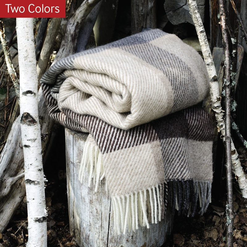Myrull Norwegian Wool Blanket with Fringes, Two Color Variants