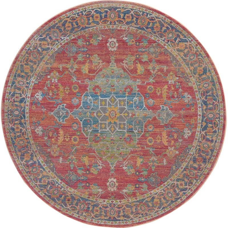 Nourison Ankara Global 4′ x Round Multicolor Vintage Indoor Rug