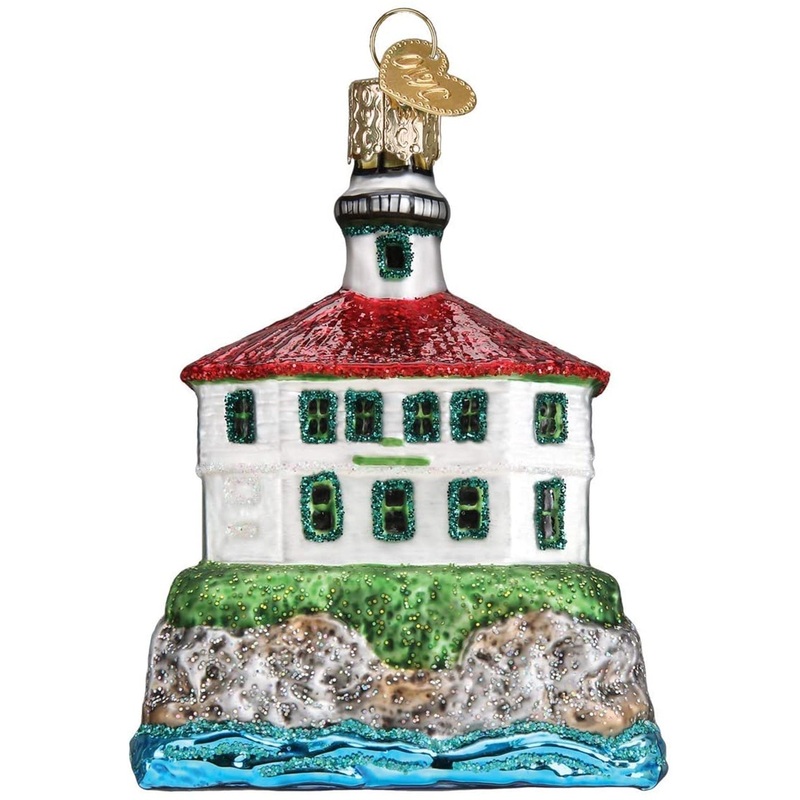 Old World Christmas Blown Glass Ornament for Christmas Tree, Eldred Rock Lighthouse