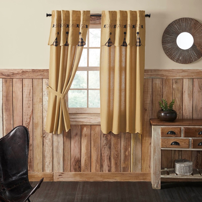 Pip Vinestar Short Panel with Attached Scalloped Layered Valance Set of 2 63×36
