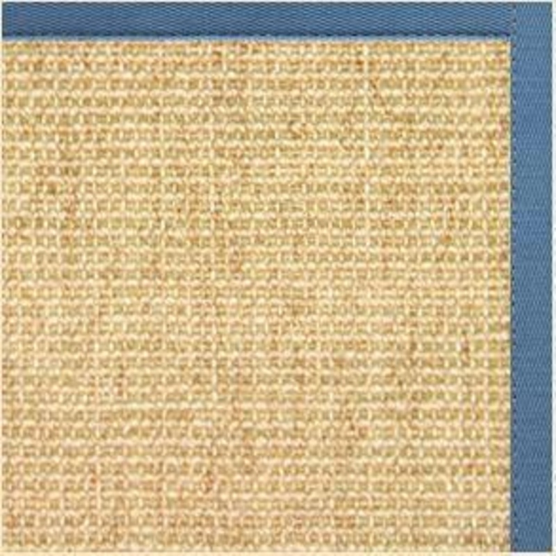 Sand Sisal Rug with Slate Blue Cotton Border