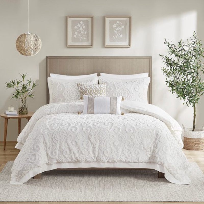 Suzanna Cotton Boho Medallion Duvet Cover Set – Ivory