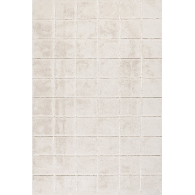 Tessera Grid Plush Cloud Washable Rug | Off White