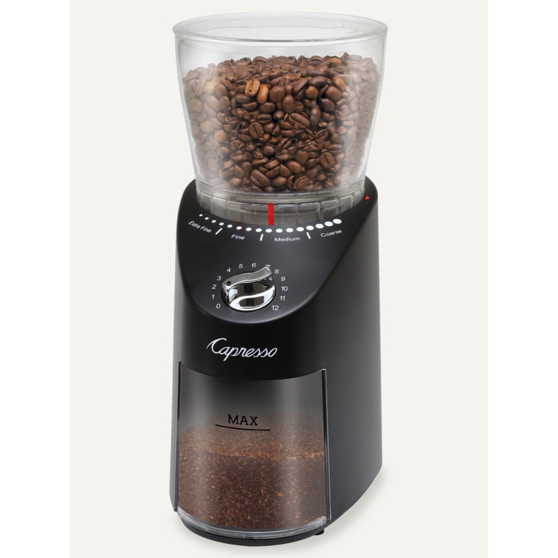 Capresso 570.01 Infinity Plus Commercial Grade Conical Burr Grinder, Black
