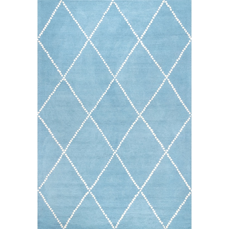 Dotted Diamond Trellis Nursery Rug | Aqua