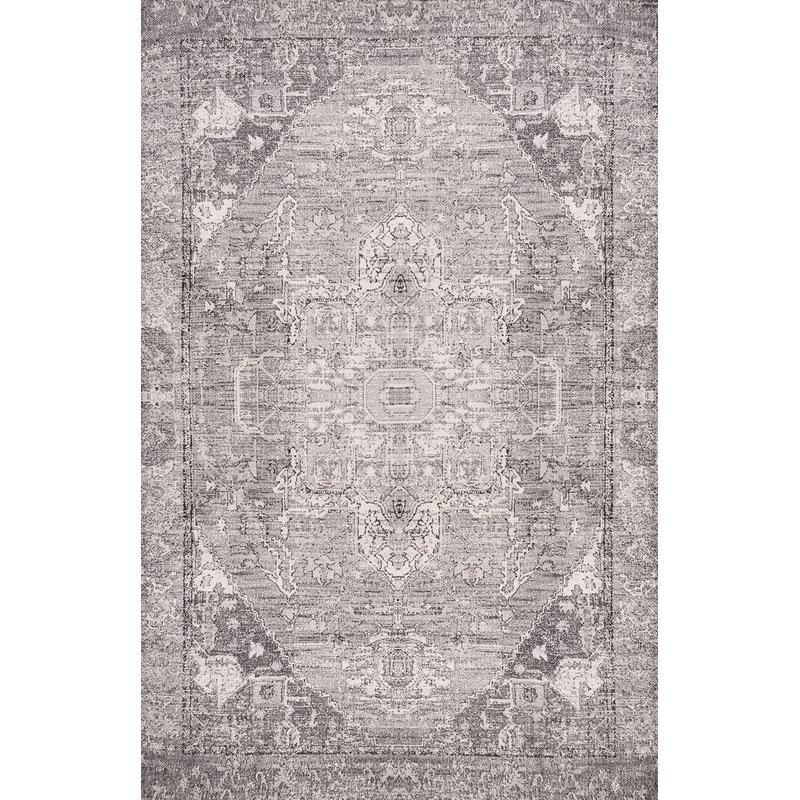 Florid Tribal Medallion Printed Rug | Grey