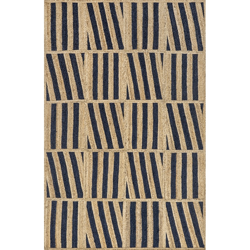 Lucine Jute Stripes Rug | Blue