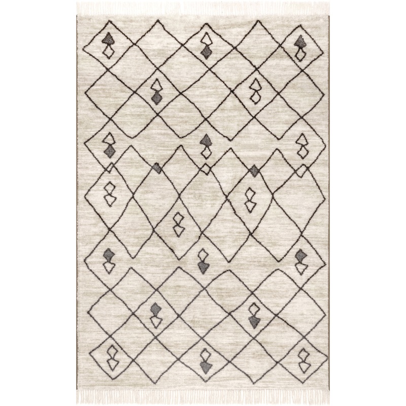 Moroccan Trellis Non-Slip Backing Rug | Beige