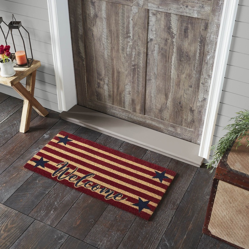 Patriotic Stripes Coir Welcome Rug Rect 17×36