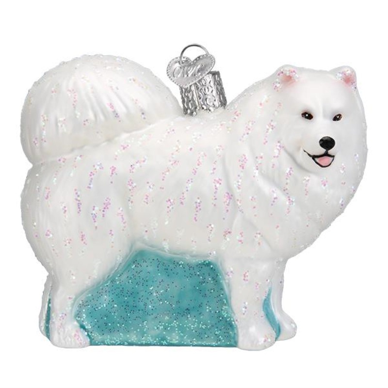 Old World Christmas Blown Glass Ornament for Christmas Tree, Samoyed