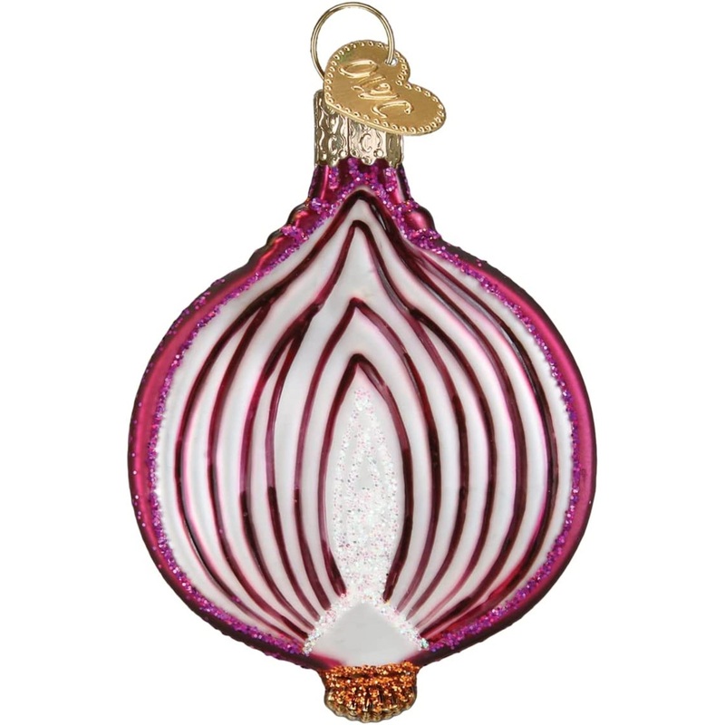 Old World Christmas Glass Blown Red Onion Ornament, 3″