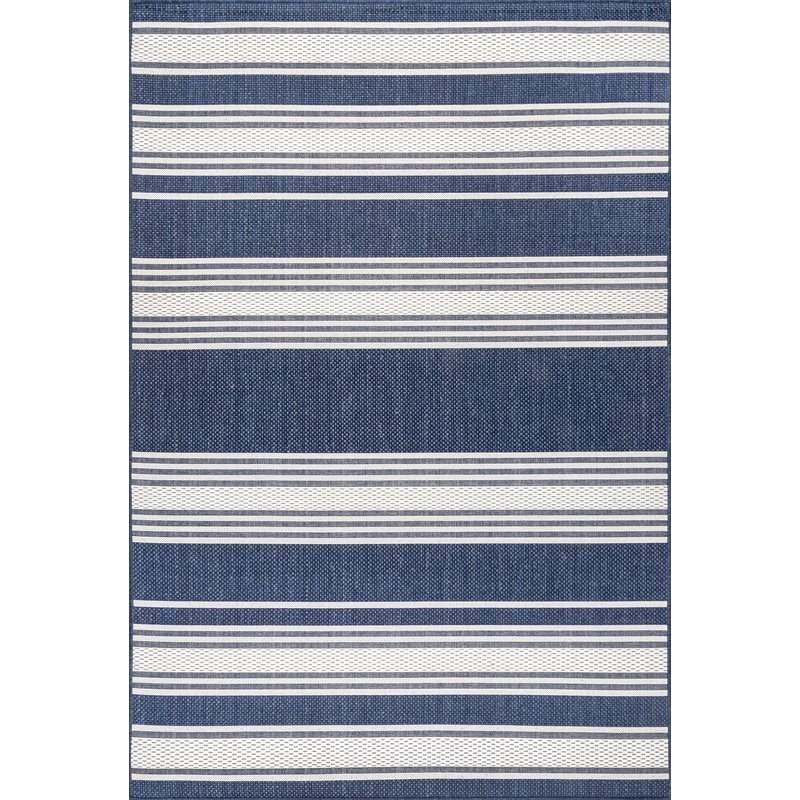 Romy Striped Indoor/Outdoor Rug | Navy
