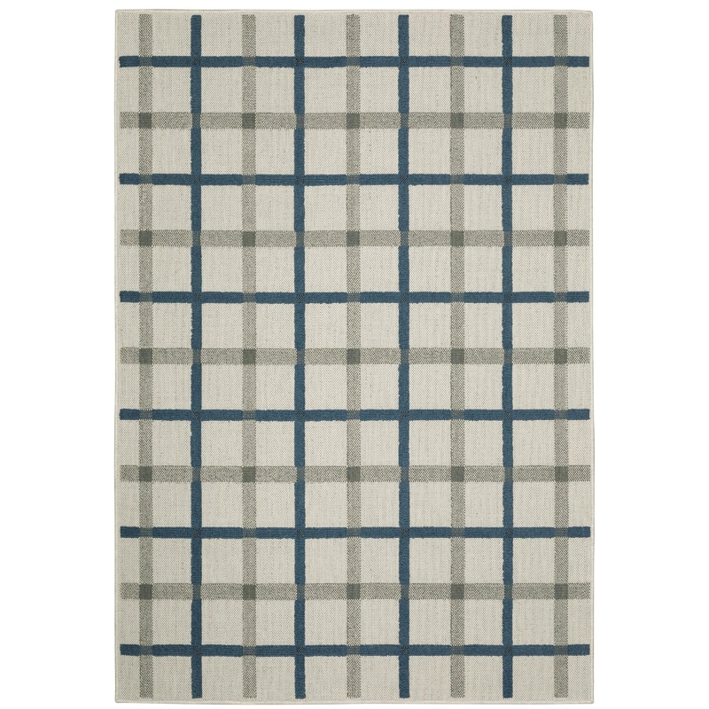 Torrey Light Grey Blue Casual Geometric Indoor/Outdoor Rug