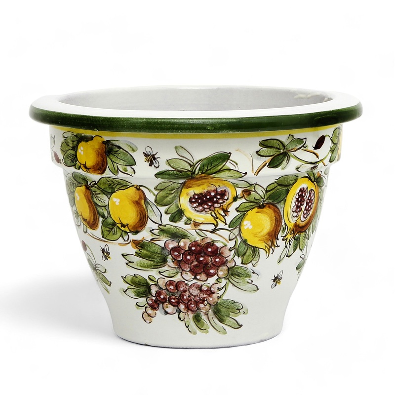 TOSCANA PLANTER: Round Tuscan planter/vase ‘Campana’ – Strong Terracotta indoor/outdoor freeze resistant – FRUTTA FONDO MIELE LIMONI Design