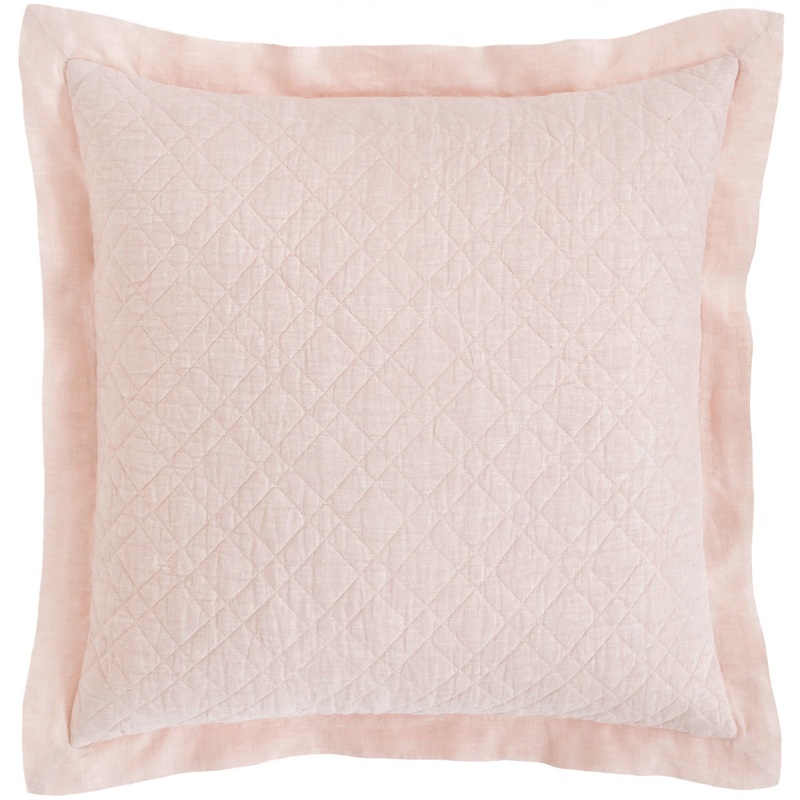 Washed Linen Quilted Sham | Slipper Pink