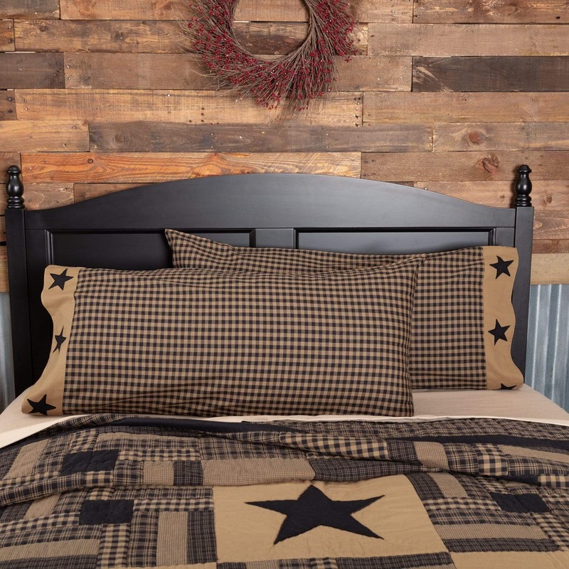 Black Check Star King Pillow Case Set of 2 21×40