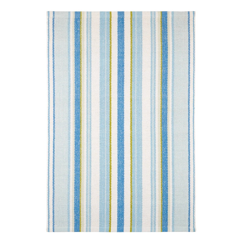 Daphne Stripe Handwoven Cotton Rug | French Blue