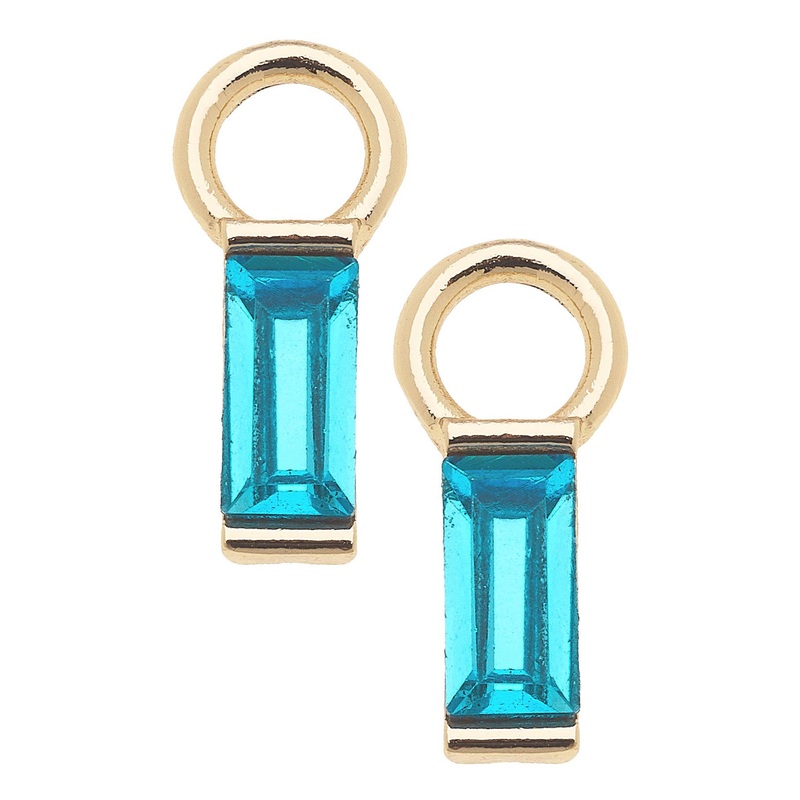 Teal Baguette Huggie Charm