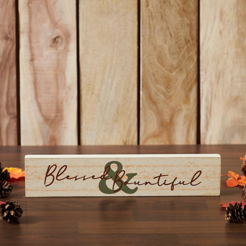Blessed & Bountiful Cream Base MDF Sign 3×14