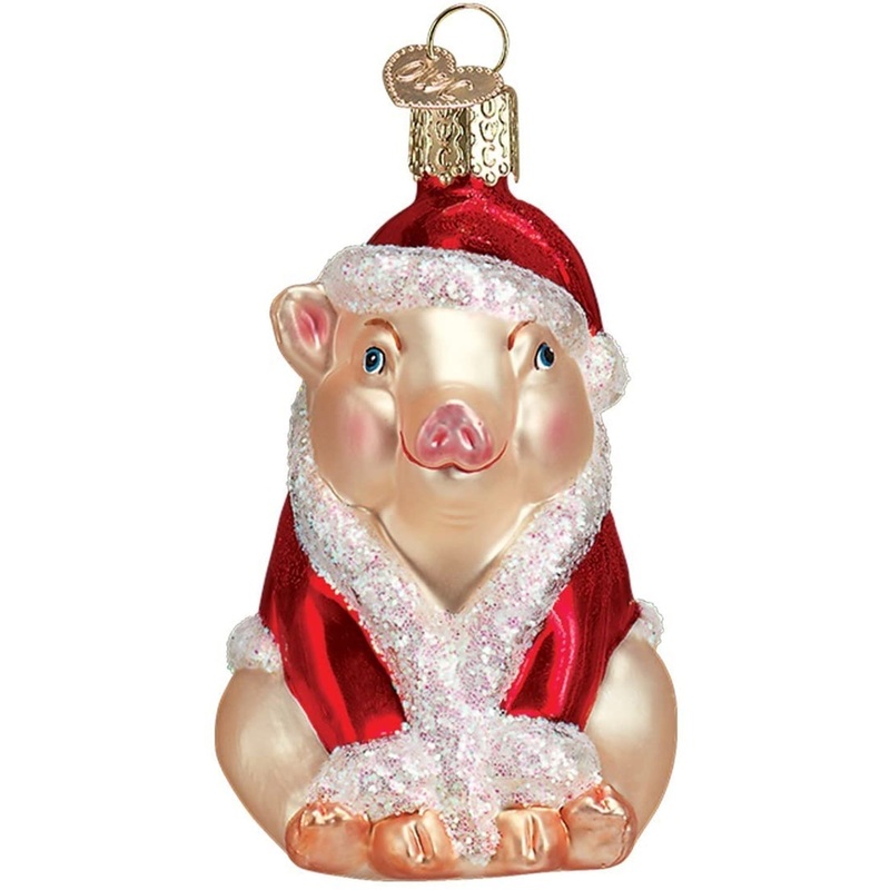 Old World Glass Blown Ornament Christmas Ham, 3.25″