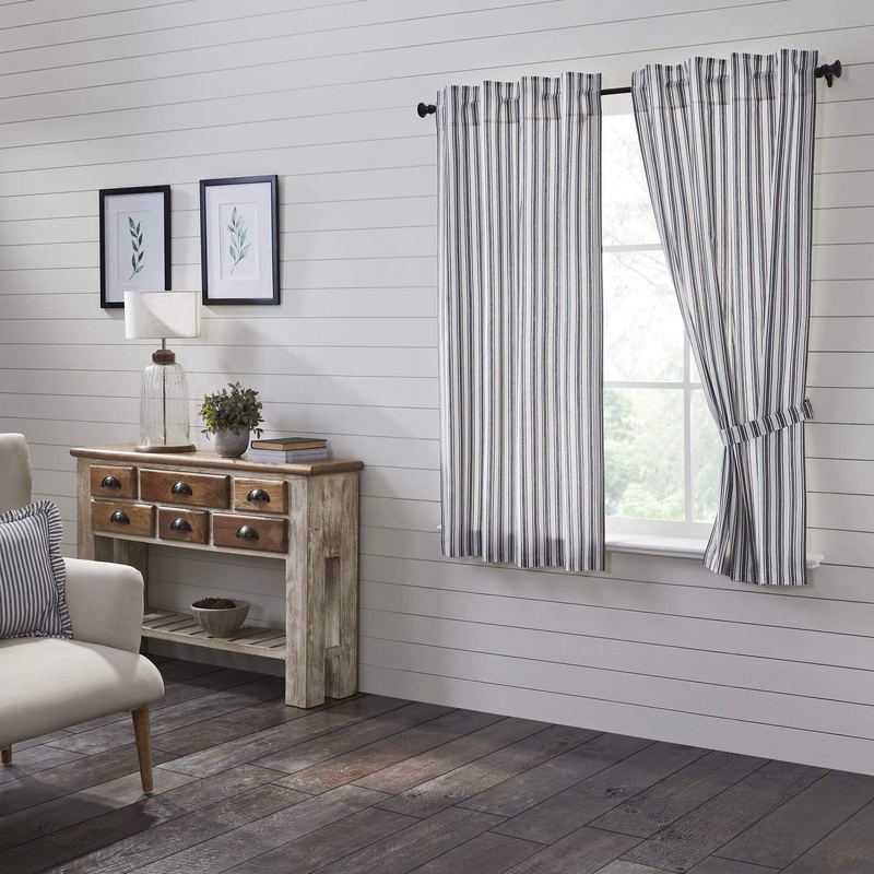 Sawyer Mill Black Ticking Stripe Short Panel Set of 2 63×36