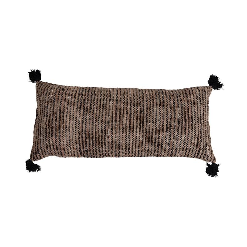 36″ Woven Cotton Striped Lumbar Pillow