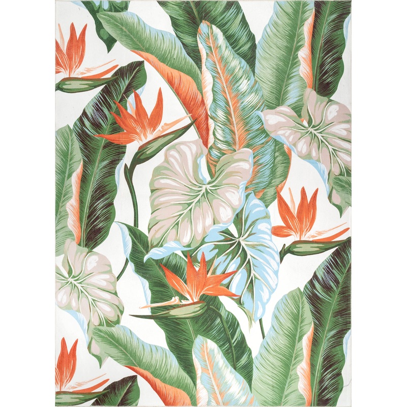 Leaves Washable Rug | Forest Green
