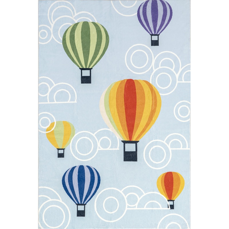 Wanids Balloons Kids Washable Rug | Light Blue