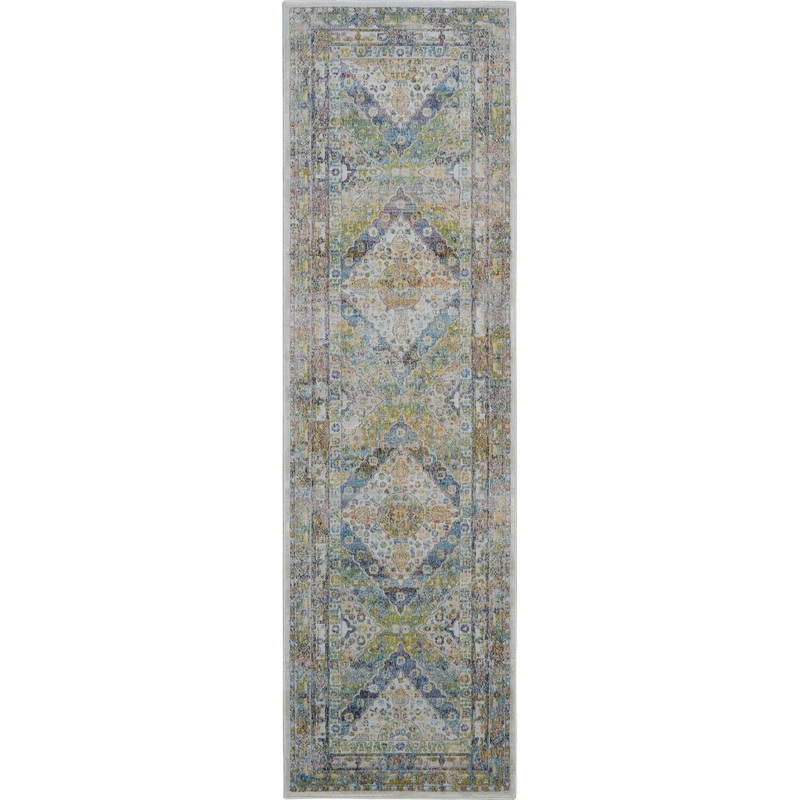 Nourison Ankara Global 2′ x 6′ Blue/Green Vintage Indoor Rug