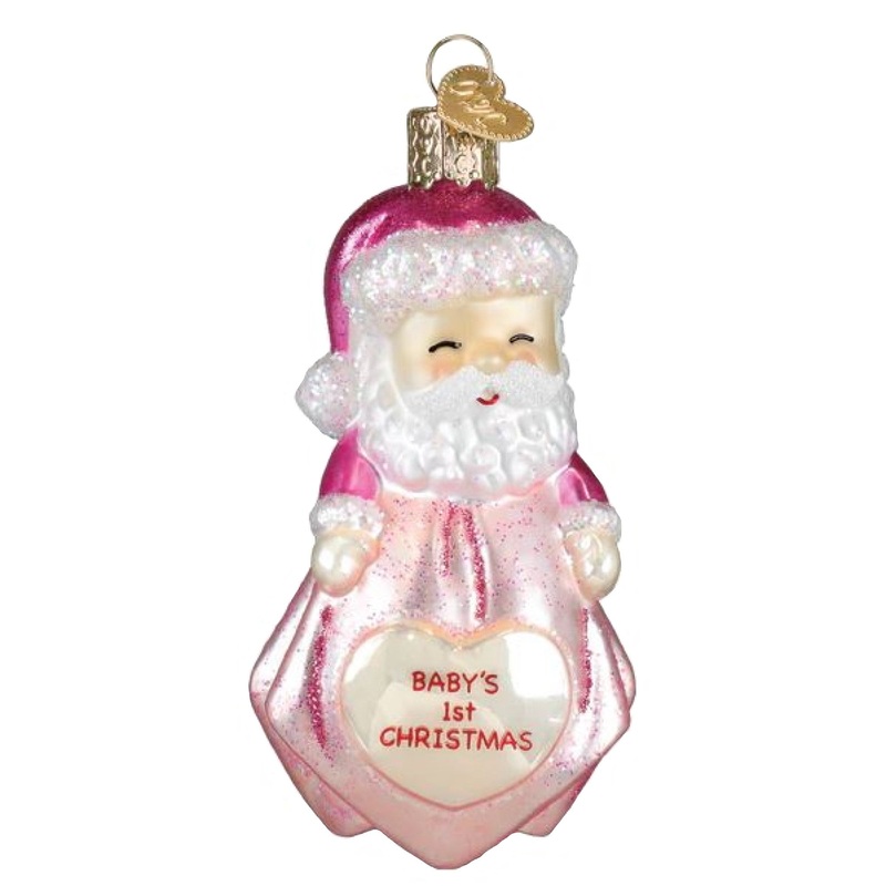 Old World Christmas Blown Glass Ornament for Christmas Tree, Baby Girl’s 1st Santa Lovey