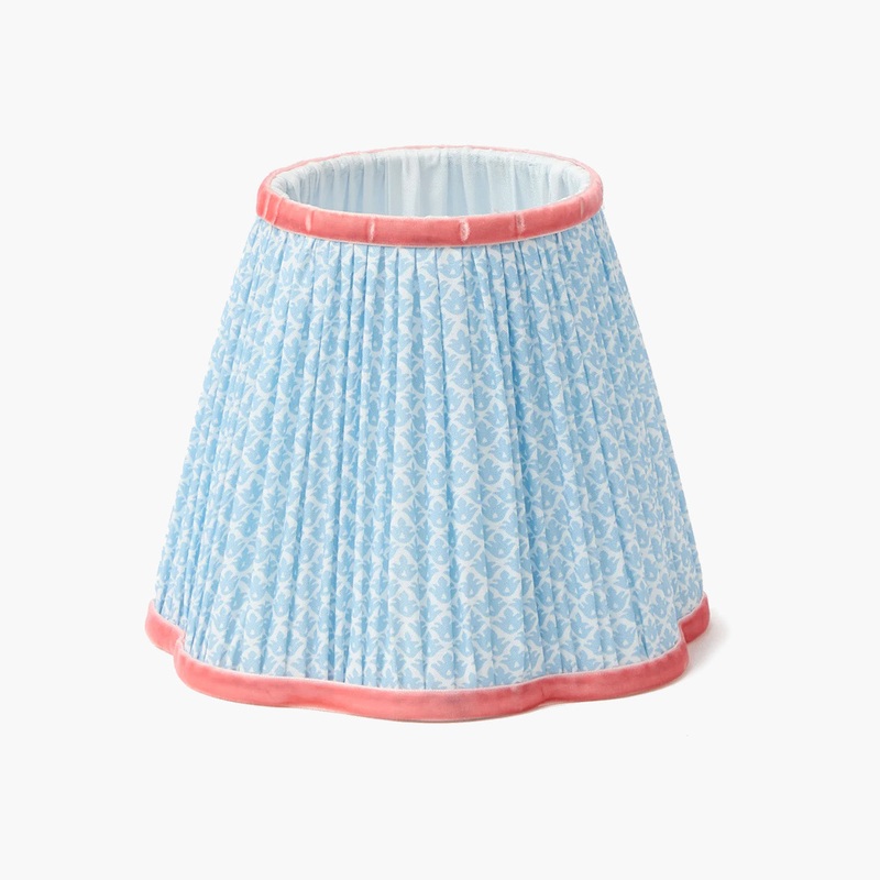 Soft Blue & Coral Lotus Lampshade (18cm)
