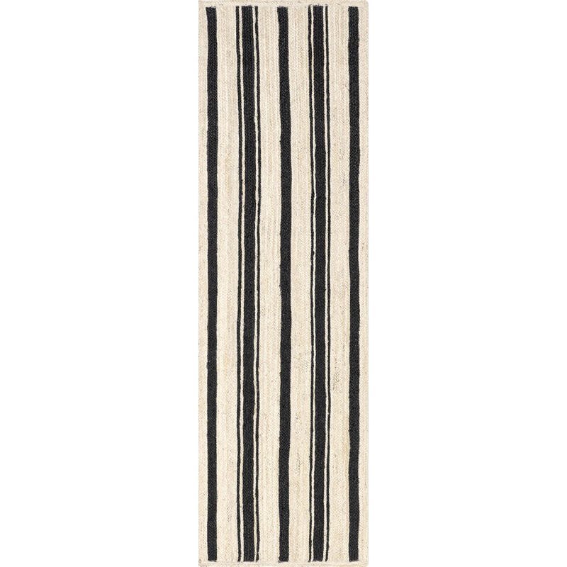 Calathea Striped Jute Rug | Black